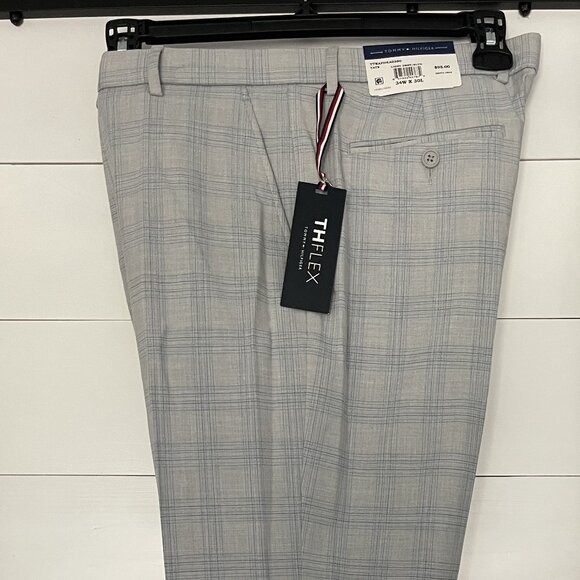 Tommy Hilfiger Light Gray Plaid Dress Slacks NWT 34x30 - Picture 1 of 5